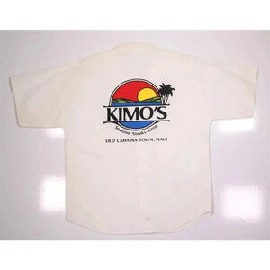 Kimo's Maui Vintage 80's 90's White Hawaiian Button-Up Shirt by Crazy Shirt~ M